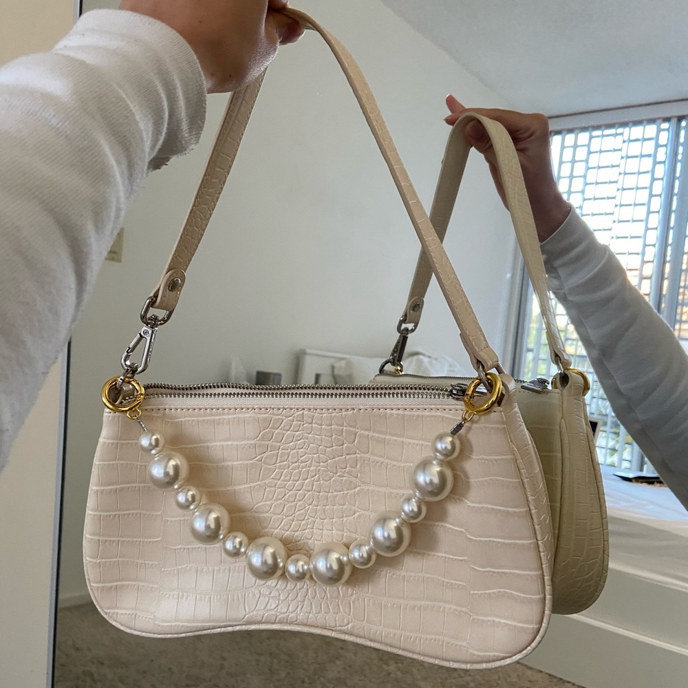 JW PEI Eva croc shoulder bag with pearl strap